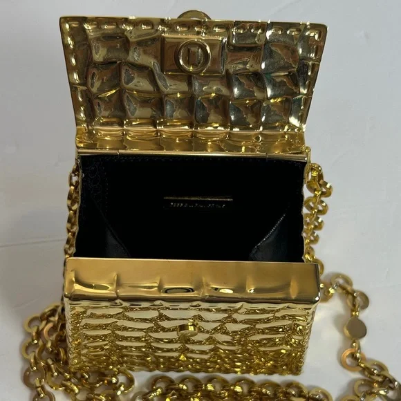 Debbie J. Palmer Vintage Gold Mini Bag with Chain and Tassel Pre-owned. - Picture 3 of 10